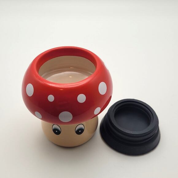 Cute Mushroom Stash it Storage Jar 3" Air Tight with Lid Porcelain New - Picture 3 of 5